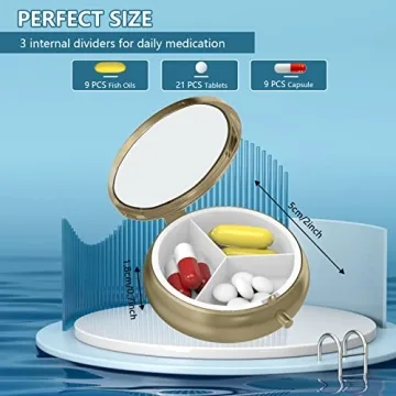 Elegant Retro Pill Box with Mirror - Stylish & Practical