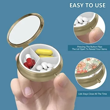 Elegant Retro Pill Box with Mirror - Stylish & Practical