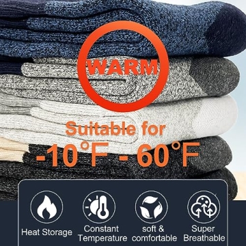 Warm Wool Socks for Men - 5 Pair Winter Comfort