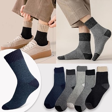 Warm Wool Socks for Men - 5 Pair Winter Comfort