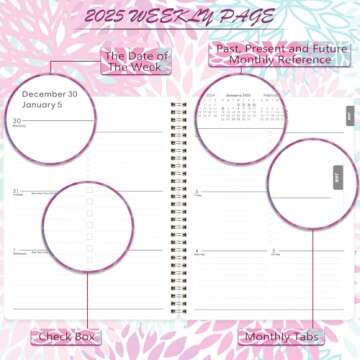 2025 Weekly Monthly Planner - Floral Design, To-Do Lists