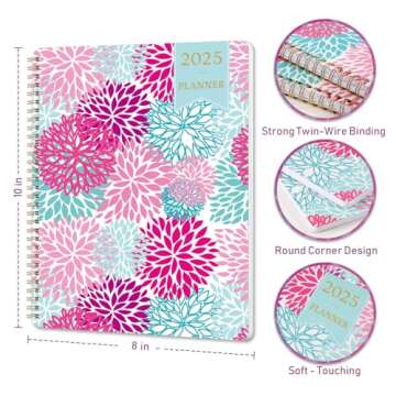 2025 Weekly Monthly Planner - Floral Design, To-Do Lists