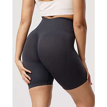 YEOREO Women High Waist Scrunch Butt Biker Shorts Seamless Yoga Gym Workout Grey M