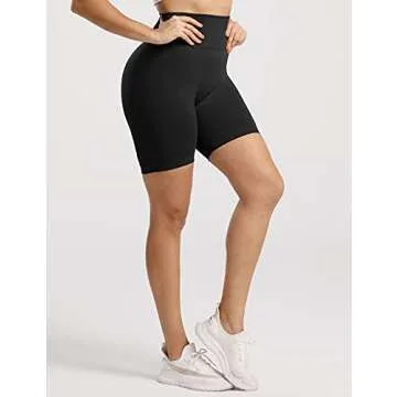 YEOREO Women High Waist Scrunch Butt Biker Shorts Seamless Yoga Gym Workout Grey M
