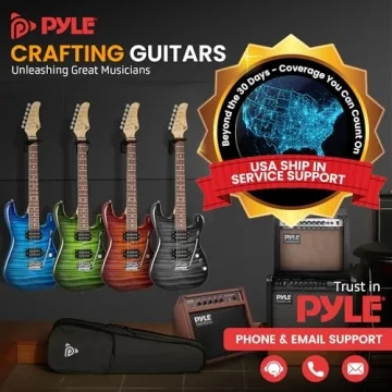Pyle Electric Guitar Kit with Amp, Full Size Instrument with Humbucker Pickups, Guitarra Electrica Amplifier and Beginner Bundle Accessories, 39" Blue