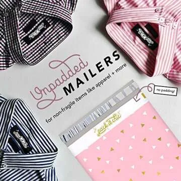 Pack It Chic - 12” X 15.5” (100 Pack) Pink Gold Triangle Confetti Poly Mailer Envelope Plastic Custom Mailing & Shipping Bags - Self Seal