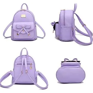 Girls Bowknot Leather Backpack Purse - Chic & Practical