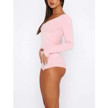 Women’s 2 Piece Work Out Outfits Ribbed Spaghetti Strap Crop Cami Tops High Waist Shorts Sets Gym Active Tracksuits (Long Sleeve Pink, M)