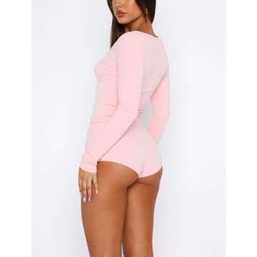 Women’s 2 Piece Work Out Outfits Ribbed Spaghetti Strap Crop Cami Tops High Waist Shorts Sets Gym Active Tracksuits (Long Sleeve Pink, M)