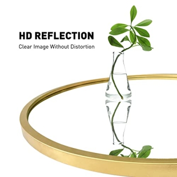 zenmag 24" Round Wall Mirror - Elegant Gold Design for Any Room