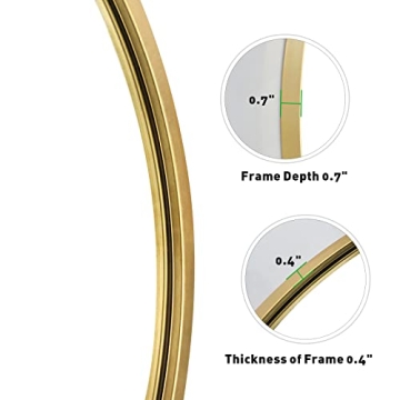 zenmag 24" Round Wall Mirror - Elegant Gold Design for Any Room