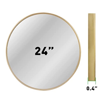 zenmag 24" Round Wall Mirror - Elegant Gold Design for Any Room