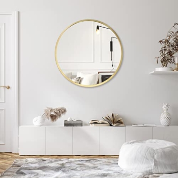 zenmag 24" Round Wall Mirror - Elegant Gold Design for Any Room
