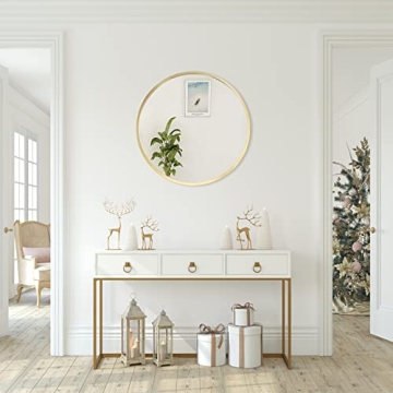 zenmag 24" Round Wall Mirror - Elegant Gold Design for Any Room