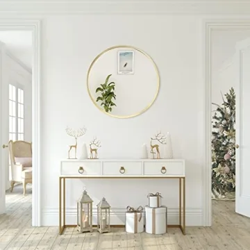 zenmag 24" Round Wall Mirror - Elegant Gold Design for Any Room