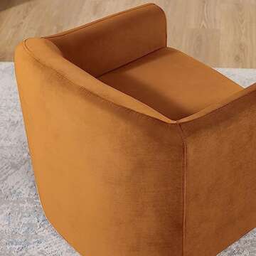 Living Room Accent Chair, U Shaped Club Chair, and Reader Rriendly Bedroom Bucket Chair with Soft Cushion and Armrest, Velvet, Curry