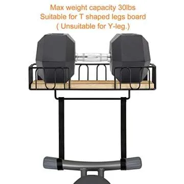 TJ.MOREE Ironing Board Hanger Metal Wall Mount Iron and Ironing Board Holder, Laundry Room Decor and Storage with Large Storage Black Wooden Base Basket and Removable Hooks