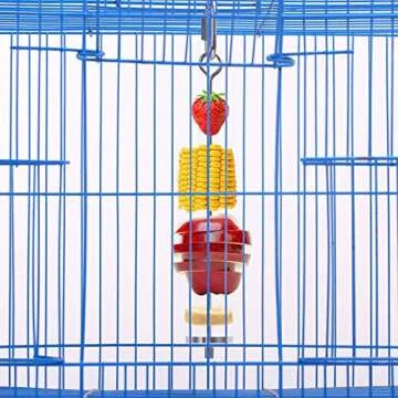 QBLEEV Bird Food Holder, Bird Feeders, Stainless Steel Parrot Fruit Vegetable Stick Holder, Foraging Toy, Bird Treat Skewer Large Size