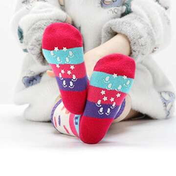 Cottock 6 Pairs Toddler Girl Knee High Grip Socks, Baby Socks Girl School Socks Anti Slip for Kids Girl (6 Pairs, 3-5 Years)