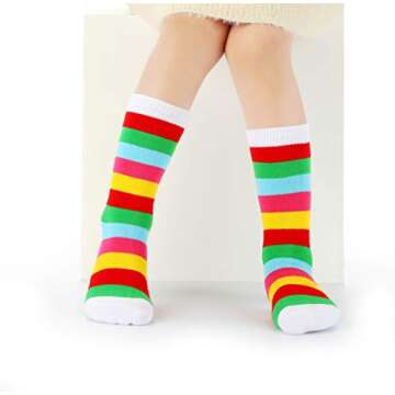 Cottock 6 Pairs Toddler Girl Knee High Grip Socks, Baby Socks Girl School Socks Anti Slip for Kids Girl (6 Pairs, 3-5 Years)