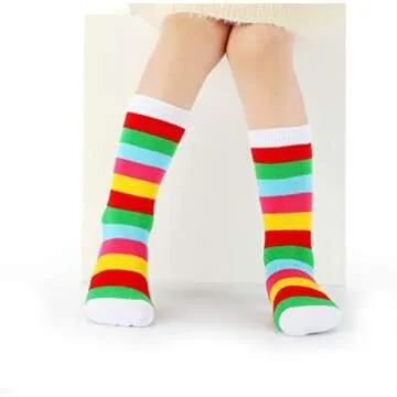 Cottock 6 Pairs Toddler Girl Knee High Grip Socks, Baby Socks Girl School Socks Anti Slip for Kids Girl (6 Pairs, 3-5 Years)