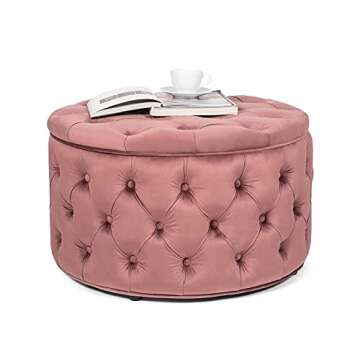 Stylish Homebeez Round Velvet Storage Ottoman