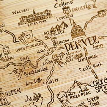 Totally Bamboo A Slice of Life Colorado State Serving and Cutting Board, 11" x 8.75"