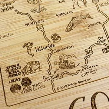 Totally Bamboo A Slice of Life Colorado State Serving and Cutting Board, 11" x 8.75"