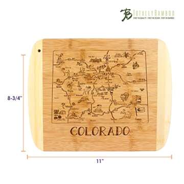 Totally Bamboo A Slice of Life Colorado State Serving and Cutting Board, 11" x 8.75"