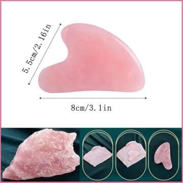 YAMHOHO Gua Sha Jade Stone Gua Sha Massage Tool, Guasha Tool for Face and Body Skin Massage. Tools for SPA Acupuncture, Pink Stone for Body Face Neck and Eye, Skin Care Gift for Woman (Pink)