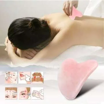 YAMHOHO Gua Sha Jade Stone Gua Sha Massage Tool, Guasha Tool for Face and Body Skin Massage. Tools for SPA Acupuncture, Pink Stone for Body Face Neck and Eye, Skin Care Gift for Woman (Pink)