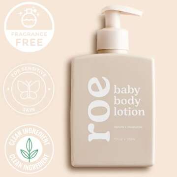 Roe Wellness Baby Lotion for Sensitive Skin, Fragrance-Free