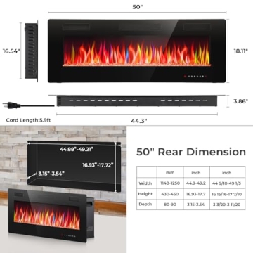 R.W.FLAME 50" Electric Fireplace with Remote Control