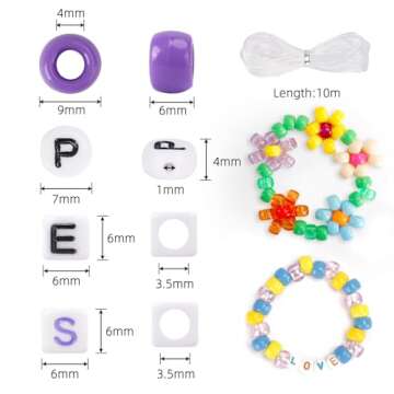 Quefe 3960pcs Pony Beads for Friendship Bracelet Making Kit 48 Colors Kandi Beads Set, 2400pcs Plastic Rainbow Bulk and 1560pcs Letter Beads with 20 Meter Elastic Threads for Craft Jewelry Necklace