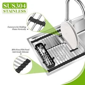 Roll Up Dish Drying Rack with Utensil Holders