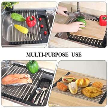 Roll Up Dish Drying Rack with Utensil Holders