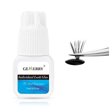 Individual Lash Glue 5ML Cluster Lash Glue Long Lasting Eyelash Glue for Self Application and GEMERRY Glue Rings for Eyelash Extensions 100PCS Glue Rings