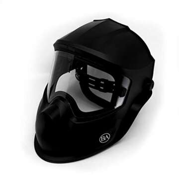 Benchmark Abrasives Grinder Hood for Grinding, Cutting, Woodworking Face Shields for Work - Certified Safety Headgear with Improved Visibility Protective Face Shield for Grinding and Cutting