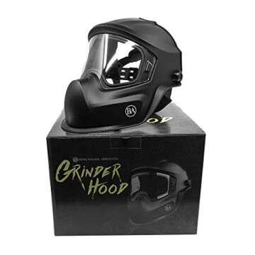 Benchmark Abrasives Grinder Hood for Grinding, Cutting, Woodworking Face Shields for Work - Certified Safety Headgear with Improved Visibility Protective Face Shield for Grinding and Cutting