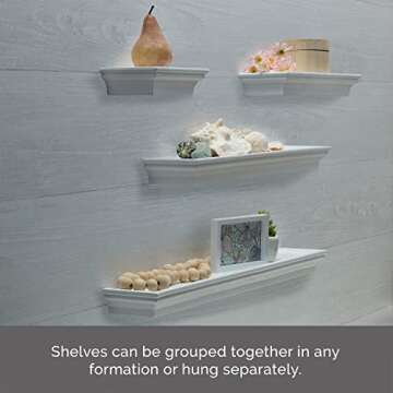 Melannco Arlington Floating Wall Shelves Set of 4 White