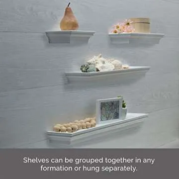 Melannco Arlington Floating Wall Shelves Set of 4 White
