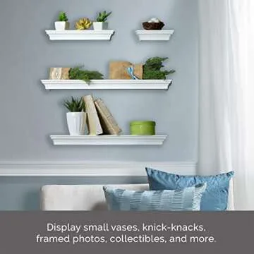 Melannco Arlington Floating Wall Shelves Set of 4 White