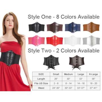 HANERDUN Lace-up Waspie Corset Belts for Women Elastic Waist Belt Tied Retro Wide Belt