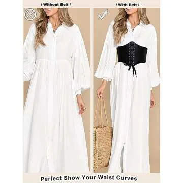 HANERDUN Lace-up Waspie Corset Belts for Women Elastic Waist Belt Tied Retro Wide Belt