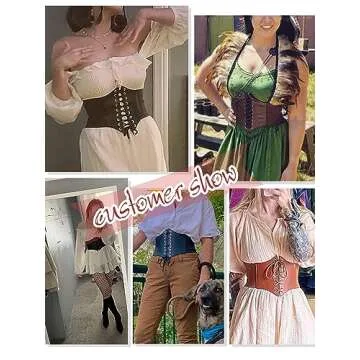 HANERDUN Lace-up Waspie Corset Belts for Women Elastic Waist Belt Tied Retro Wide Belt