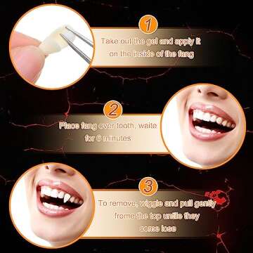 Zhanmai 4 Pairs Vampire Fangs Fake with Adhesive Halloween Cosplay Props White Horror False Teeth Party Favors Accessories(13 mm, 15 mm, 17 mm, 19 mm)
