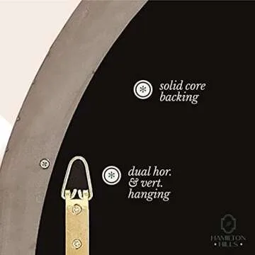 Hamilton Hills 24 inch Large Gold Round Mirror Brushed Metal Framed | Contemporary Classic Deep Set Design | Wall Mount Circle Mirror for Home Decor | Round Vanity Mirror for Bathroom and Bedroom