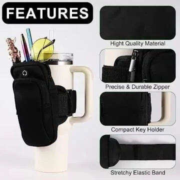Gym Water Bottle Pouch, Double Layer Water Bottle Holder Water Bottle Sleeve Bag for Cards Keys Wallet Running Phone Holder Gym Phone Bag for Men Women Running Sports Bike