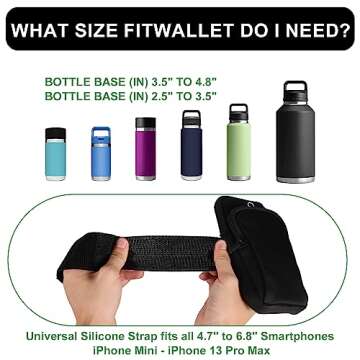 Gym Water Bottle Pouch, Double Layer Water Bottle Holder Water Bottle Sleeve Bag for Cards Keys Wallet Running Phone Holder Gym Phone Bag for Men Women Running Sports Bike