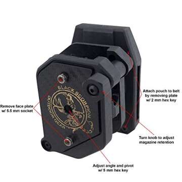 Black Scorpion Outdoor Gear Competition Magazine Pouch Single/Double Stack, Ambidextrous IPSC, USPSA Approved 3 Pcs